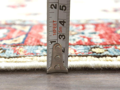Kazak Kazak hand-knotted wool runner in Ivory & Red, 2'7" x 8'6" — SKU O082733 (view 6)