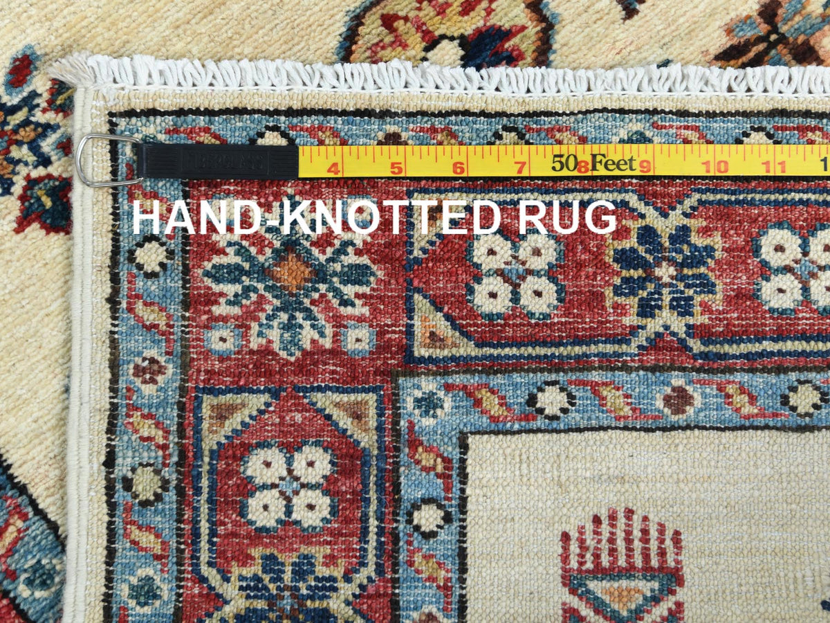 Kazak Kazak hand-knotted wool runner in Ivory & Red, 2'7" x 8'6" — SKU O082733 (view 7)