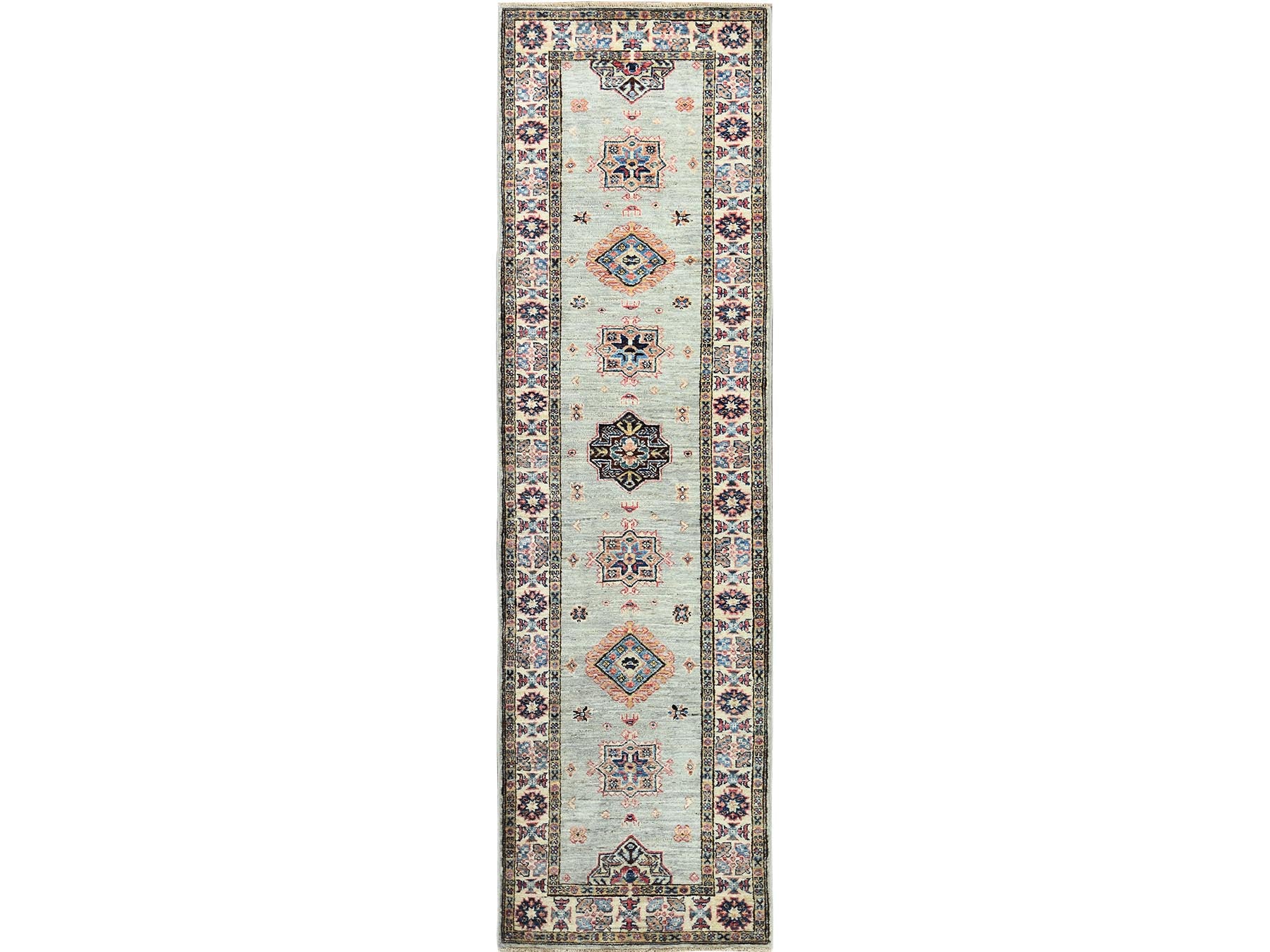 Gray 2'5" x 8'6" Tribal Hand knotted Wool Rug - Sku: O082740