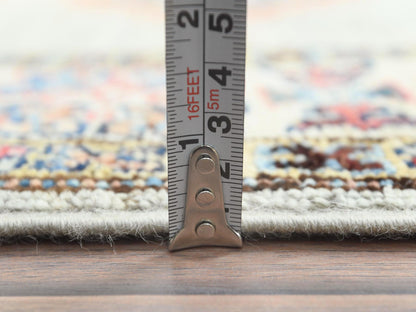Kazak Kazak hand-knotted wool runner in Gray & Ivory, 2'5" x 8'6" — SKU O082740 (view 6)