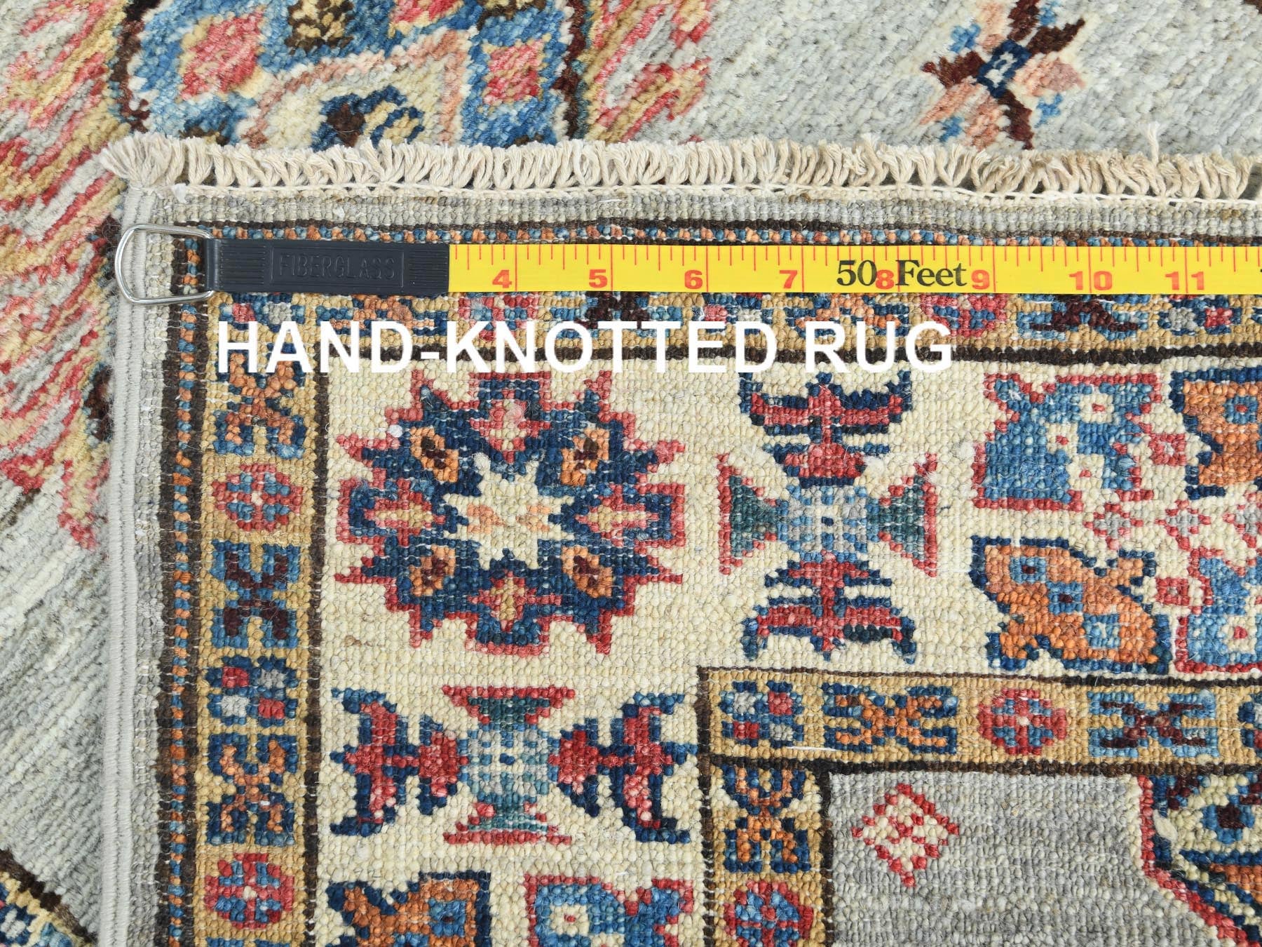 Kazak Kazak hand-knotted wool runner in Gray & Ivory, 2'5" x 8'6" — SKU O082740 (view 7)