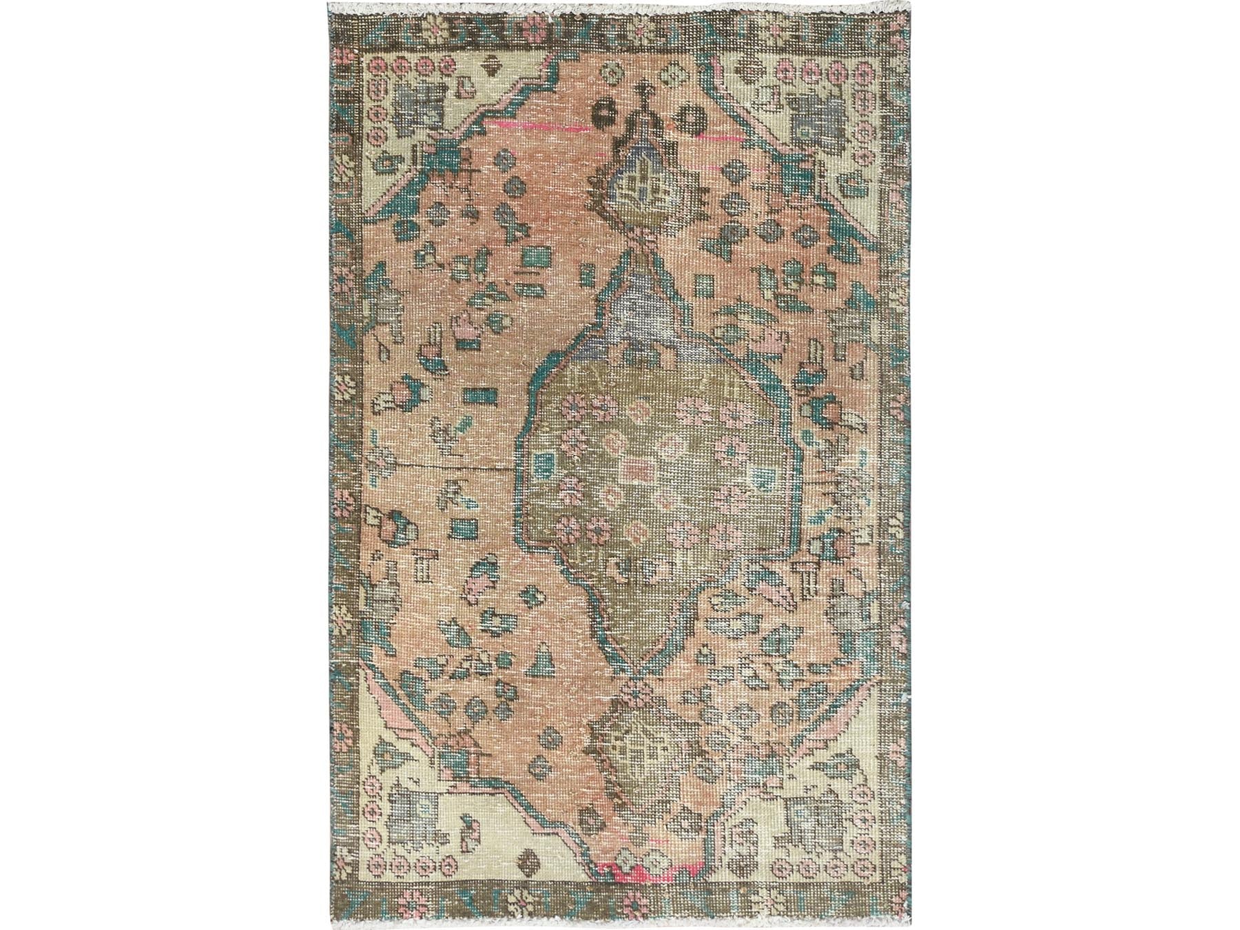 Tabriz Vintage hand-knotted wool rug in Brown, 3' x 4'5" — SKU O082788