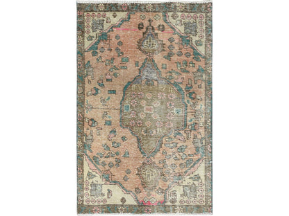 Brown 3'0" x 4'5" Vintage Hand knotted Wool Rug - Sku: O082788