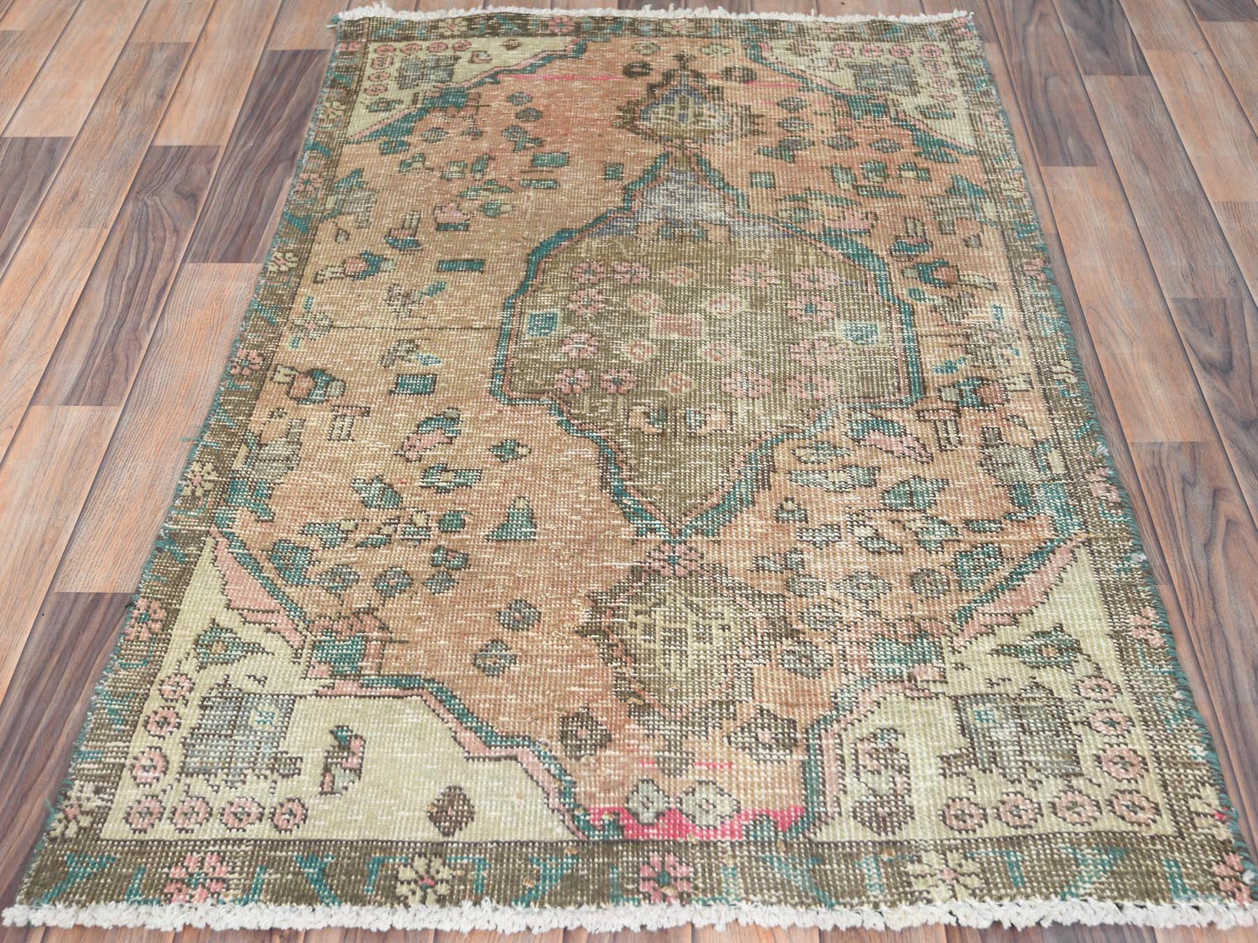 Tabriz Vintage hand-knotted wool rug in Brown, 3' x 4'5" — SKU O082788 (view 2)