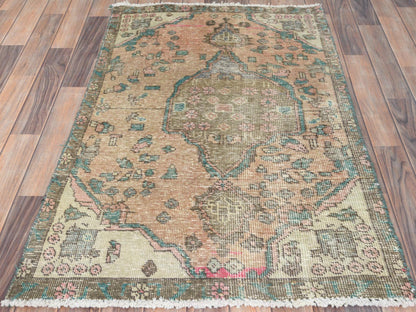 Brown 3'0" x 4'5" Vintage Hand knotted Wool Rug - Sku: O082788