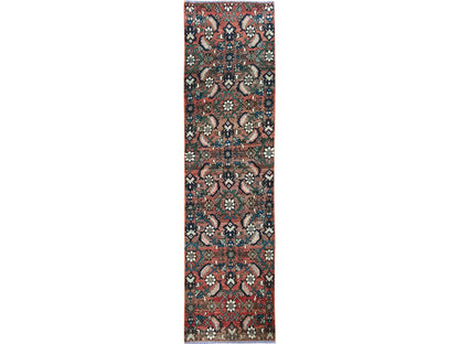 Hamadan Vintage hand-knotted wool runner in Red, 2'2" x 8'7" — SKU O0827