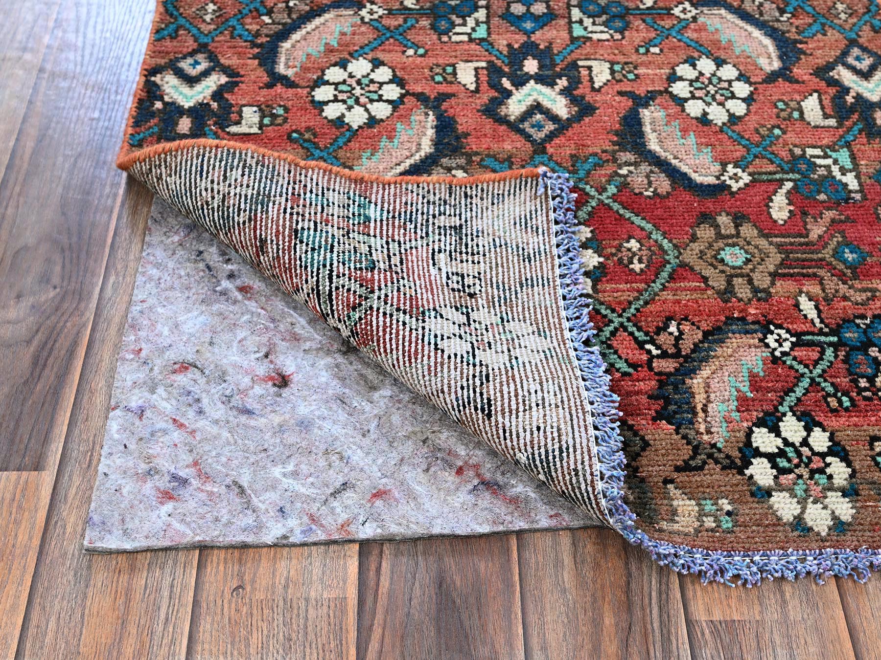 Hamadan Vintage hand-knotted wool runner in Red, 2'2" x 8'7" — SKU O0827 (view 3)