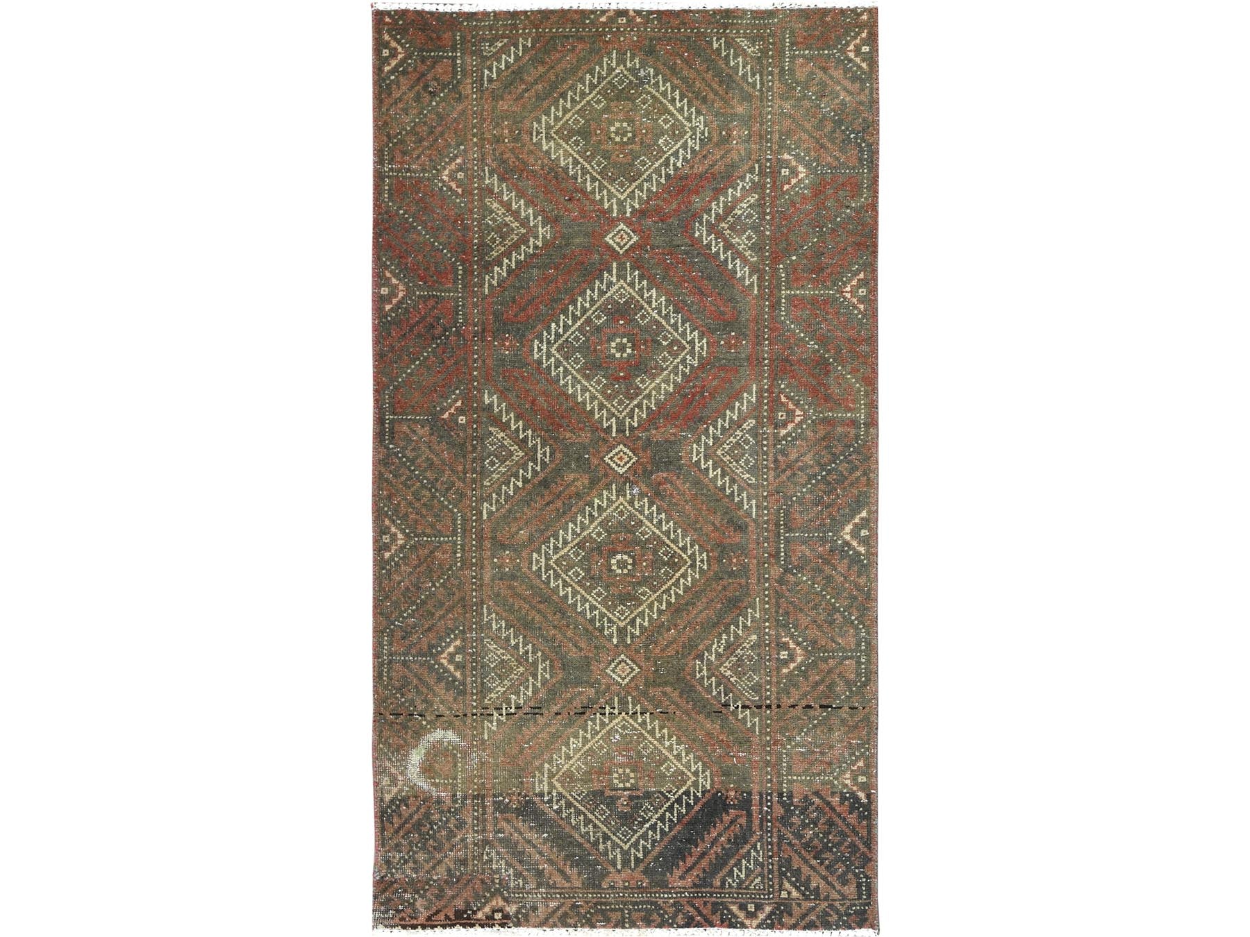 Baluch Vintage hand-knotted wool rug in Brown, 3' x 5'5" — SKU O082806