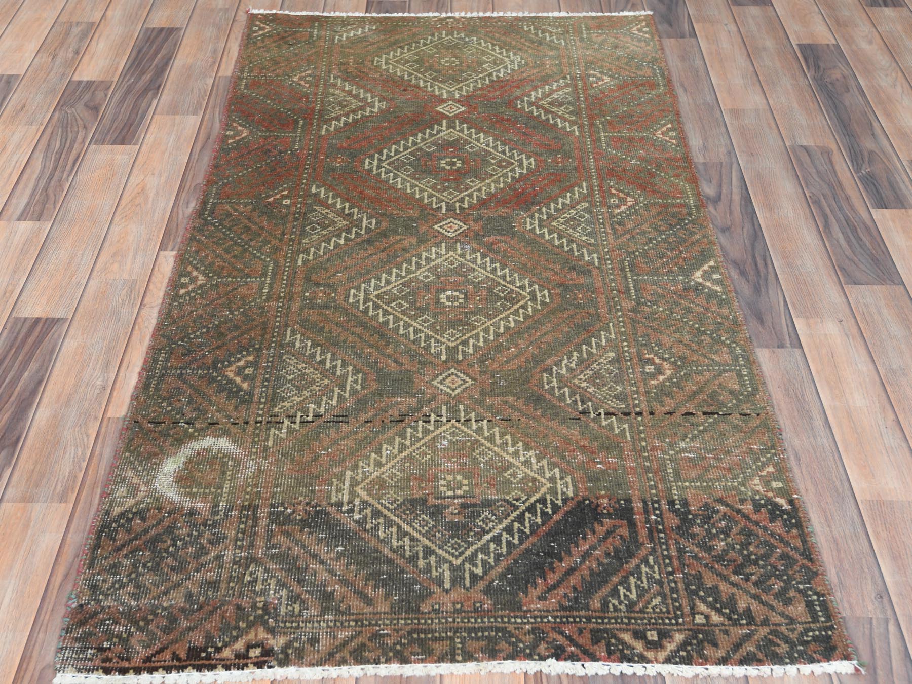 Baluch Vintage hand-knotted wool rug in Brown, 3' x 5'5" — SKU O082806 (view 2)