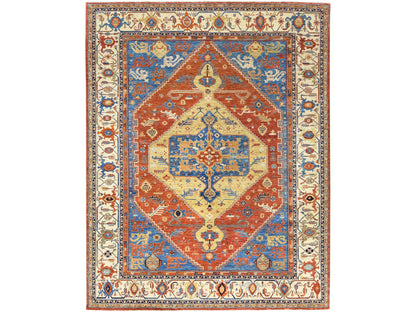 Blue 9'0" x 11'9" Tribal & Geometric Hand knotted Wool Rug - Sku: O082880