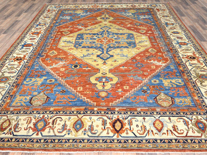 Blue 9'0" x 11'9" Tribal & Geometric Hand knotted Wool Rug - Sku: O082880