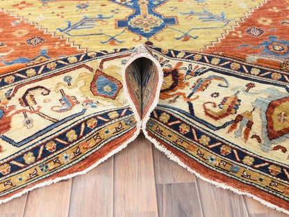 Blue 9'0" x 11'9" Tribal & Geometric Hand knotted Wool Rug - Sku: O082880