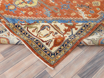 Blue 9'0" x 11'9" Tribal & Geometric Hand knotted Wool Rug - Sku: O082880