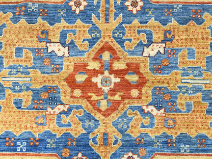 Blue 9'0" x 11'9" Tribal & Geometric Hand knotted Wool Rug - Sku: O082880