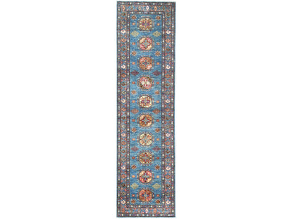Blue 2'7" x 9'9" Kazak Hand knotted Wool Rug - Sku: O082893