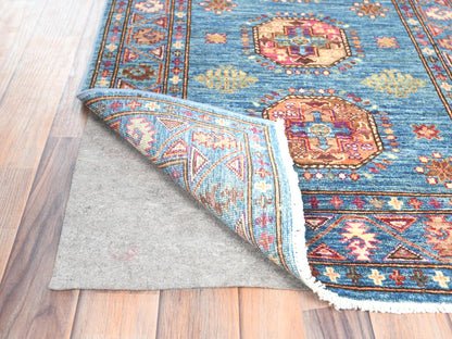Blue 2'7" x 9'9" Kazak Hand knotted Wool Rug - Sku: O082893