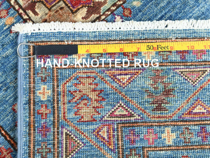 Blue 2'7" x 9'9" Kazak Hand knotted Wool Rug - Sku: O082893