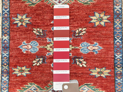 Kazak Kazak hand-knotted wool runner in Red & Ivory, 2'10" x 11'7" — SKU O082905 (view 4)