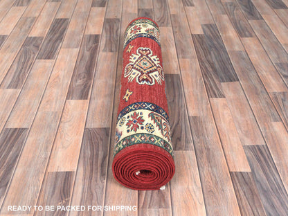 Kazak Kazak hand-knotted wool runner in Red & Ivory, 2'10" x 11'7" — SKU O082905 (view 5)
