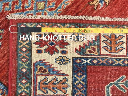 Kazak Kazak hand-knotted wool runner in Red & Ivory, 2'10" x 11'7" — SKU O082905 (view 7)
