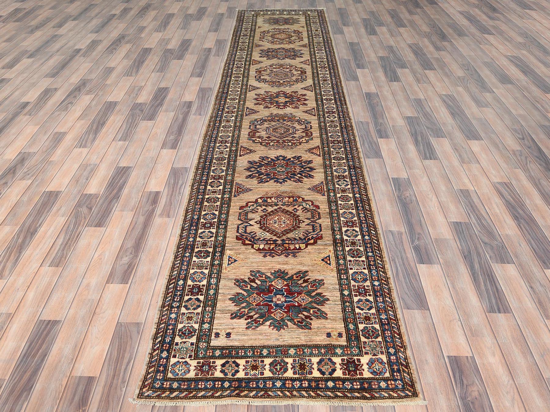 Brown 3'0" x 13'6" Tribal Hand knotted Wool Rug - Sku: O082911