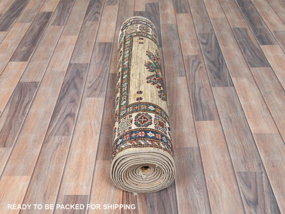 Brown 3'0" x 13'6" Kazak Hand knotted Wool Rug - Sku: O082911