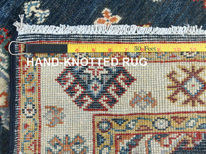 Blue 3'0" x 18'6" Kazak Hand knotted Wool Rug - Sku: O082946