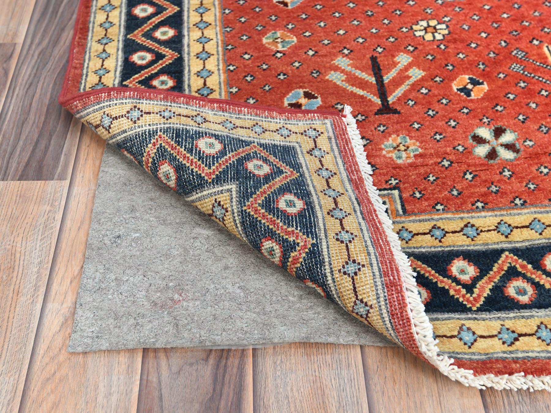 Kazak Kazak hand-knotted wool rug in Red & Blue, 4' x 5'9" — SKU O082949 (view 3)