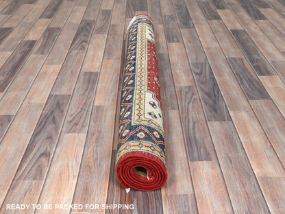 Kazak Kazak hand-knotted wool rug in Red & Blue, 4' x 5'9" — SKU O082949 (view 5)