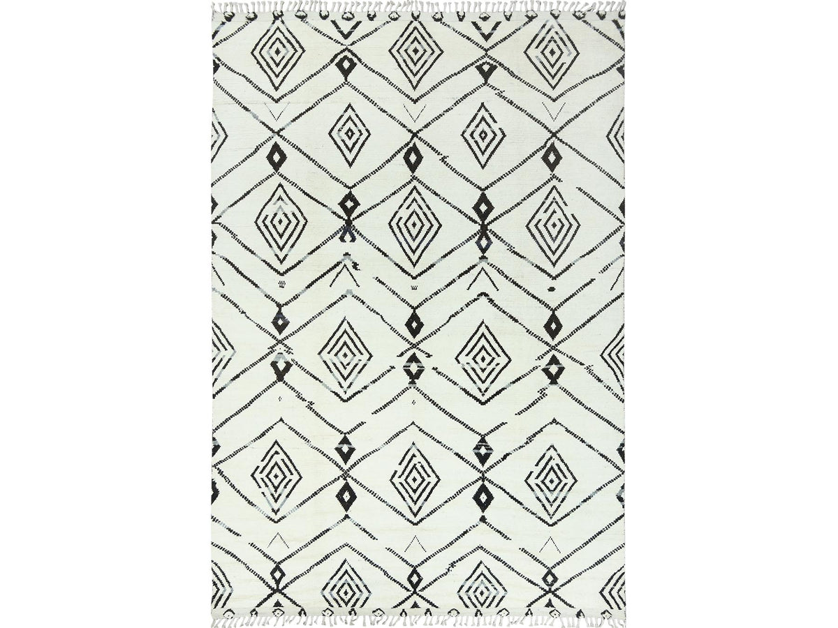 Tribal & Geometric hand-knotted wool rug in Ivory, 10' x 14'4" — SKU O082953