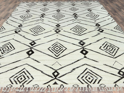 Tribal & Geometric hand-knotted wool rug in Ivory, 10' x 14'4" — SKU O082953 (view 2)