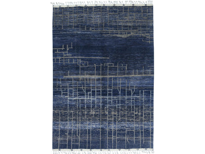 Blue 9'0" x 12'5" Tribal & Geometric Hand knotted Wool Rug - Sku: O082965
