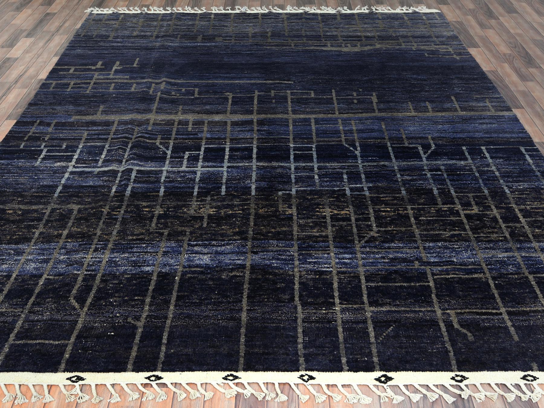 Tribal & Geometric hand-knotted wool rug in Blue, 9' x 12'5" — SKU O082965 (view 2)