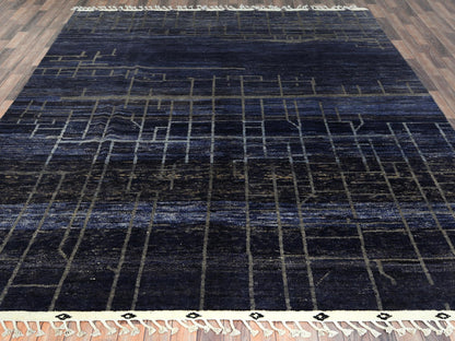 Blue 9'0" x 12'5" Tribal & Geometric Hand knotted Wool Rug - Sku: O082965