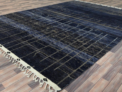Blue 9'0" x 12'5" Tribal & Geometric Hand knotted Wool Rug - Sku: O082965