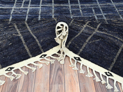Blue 9'0" x 12'5" Tribal & Geometric Hand knotted Wool Rug - Sku: O082965