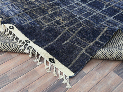 Tribal & Geometric hand-knotted wool rug in Blue, 9' x 12'5" — SKU O082965 (view 6)