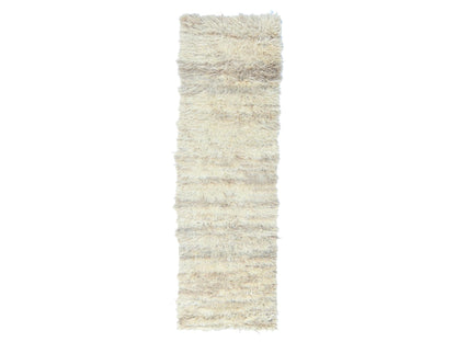 Tribal & Geometric hand-knotted wool runner in Ivory, 2'6" x 8' — SKU O082989