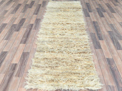 Tribal & Geometric hand-knotted wool runner in Ivory, 2'6" x 8' — SKU O082989 (view 2)