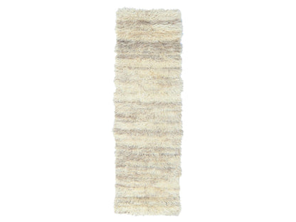 Tribal & Geometric hand-knotted wool runner in Ivory, 2'6" x 8' — SKU O082990