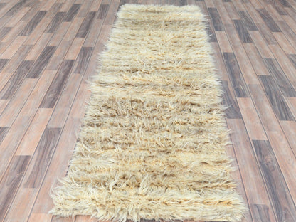 Tribal & Geometric hand-knotted wool runner in Ivory, 2'6" x 8' — SKU O082990 (view 2)