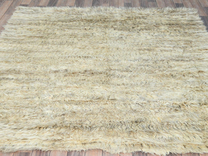 Tribal & Geometric hand-knotted wool rug in Ivory, 6' x 6'1" — SKU O082991 (view 2)