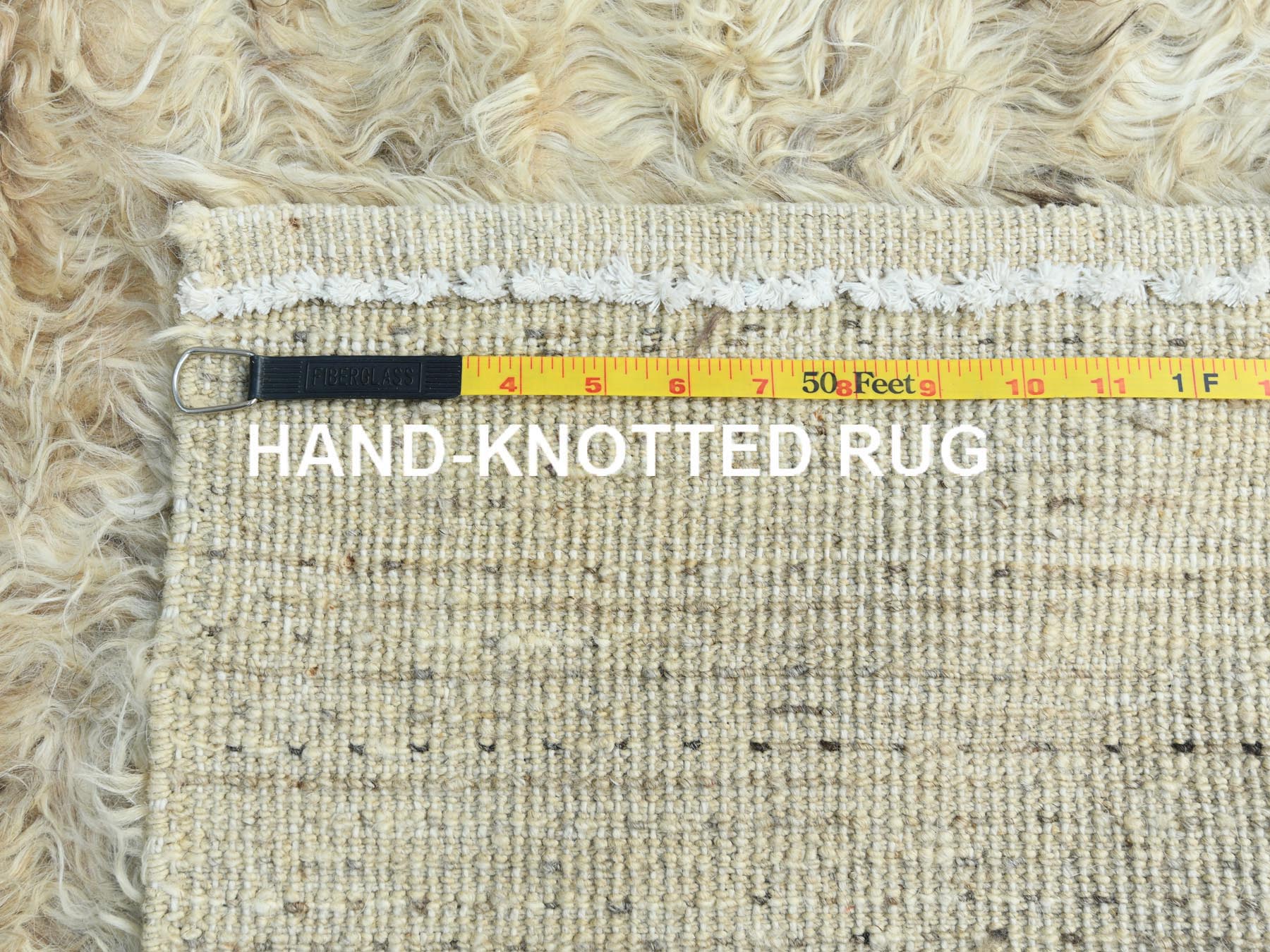 Tribal & Geometric hand-knotted wool rug in Ivory, 6' x 6'1" — SKU O082991 (view 7)