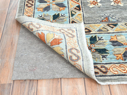 Grey 8'3" x 9'9" Tribal & Geometric Hand knotted Wool Rug - Sku: O0830000