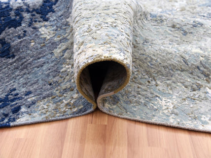Blue 10'1" x 10'4" Modern and Contemporary Hand knotted Wool Rug - Sku: O083031