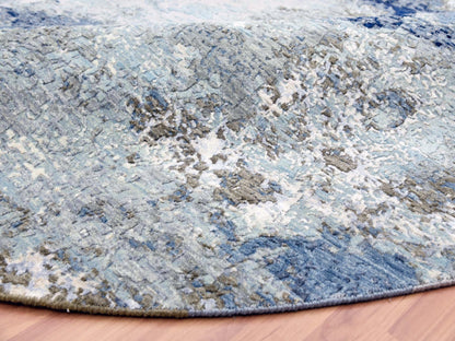 Blue 10'1" x 10'4" Modern and Contemporary Hand knotted Wool Rug - Sku: O083031