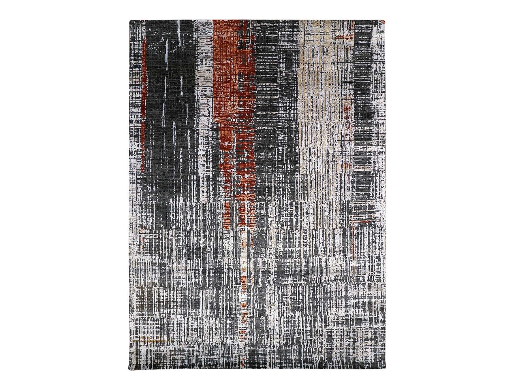 Modern / Contemporary hand-knotted wool rug in Gray, 9' x 12'4" — SKU O083043