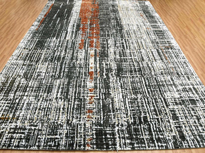 Grey 9'0" x 12'4" Modern / Contemporary Hand knotted Wool Rug - Sku: O083043