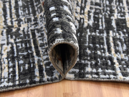 Grey 9'0" x 12'4" Modern / Contemporary Hand knotted Wool Rug - Sku: O083043