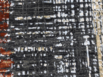 Grey 9'0" x 12'4" Modern / Contemporary Hand knotted Wool Rug - Sku: O083043